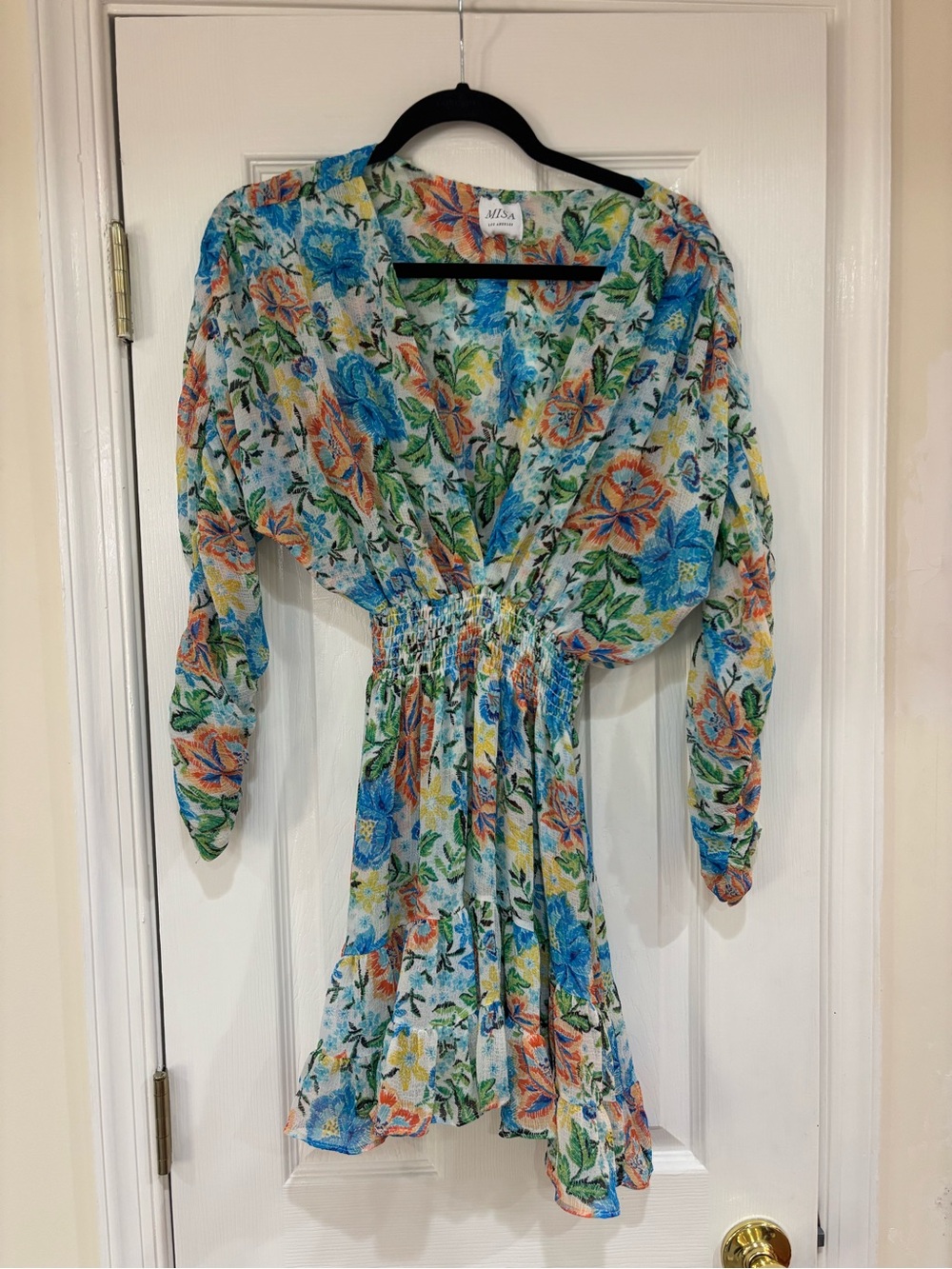 Floral Smocked Waist Mini Dress - Multicolor